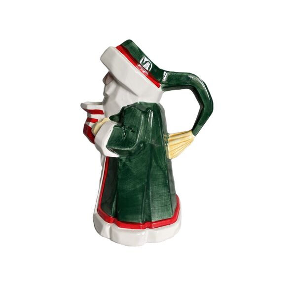 Vintage Boston Warehouse Yuletide Santa Pitcher Hand Painted Holiday Festivities - Picture 3 of 9